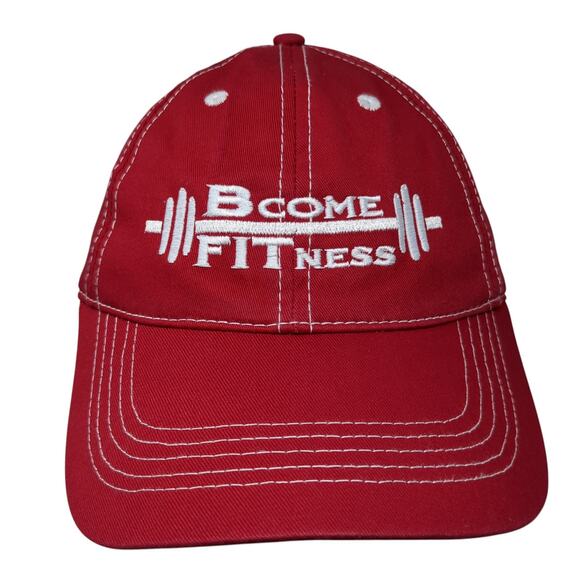 Bcome Fitness Strapback Baseball Cap Red One Size Adjustable Embroidered Cotton - Picture 1 of 9
